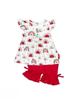 Sydney So Sweet New Arrivals Life Is Sweet Watermelon Rainbow Red Ruffle Girls Shorts Outfit