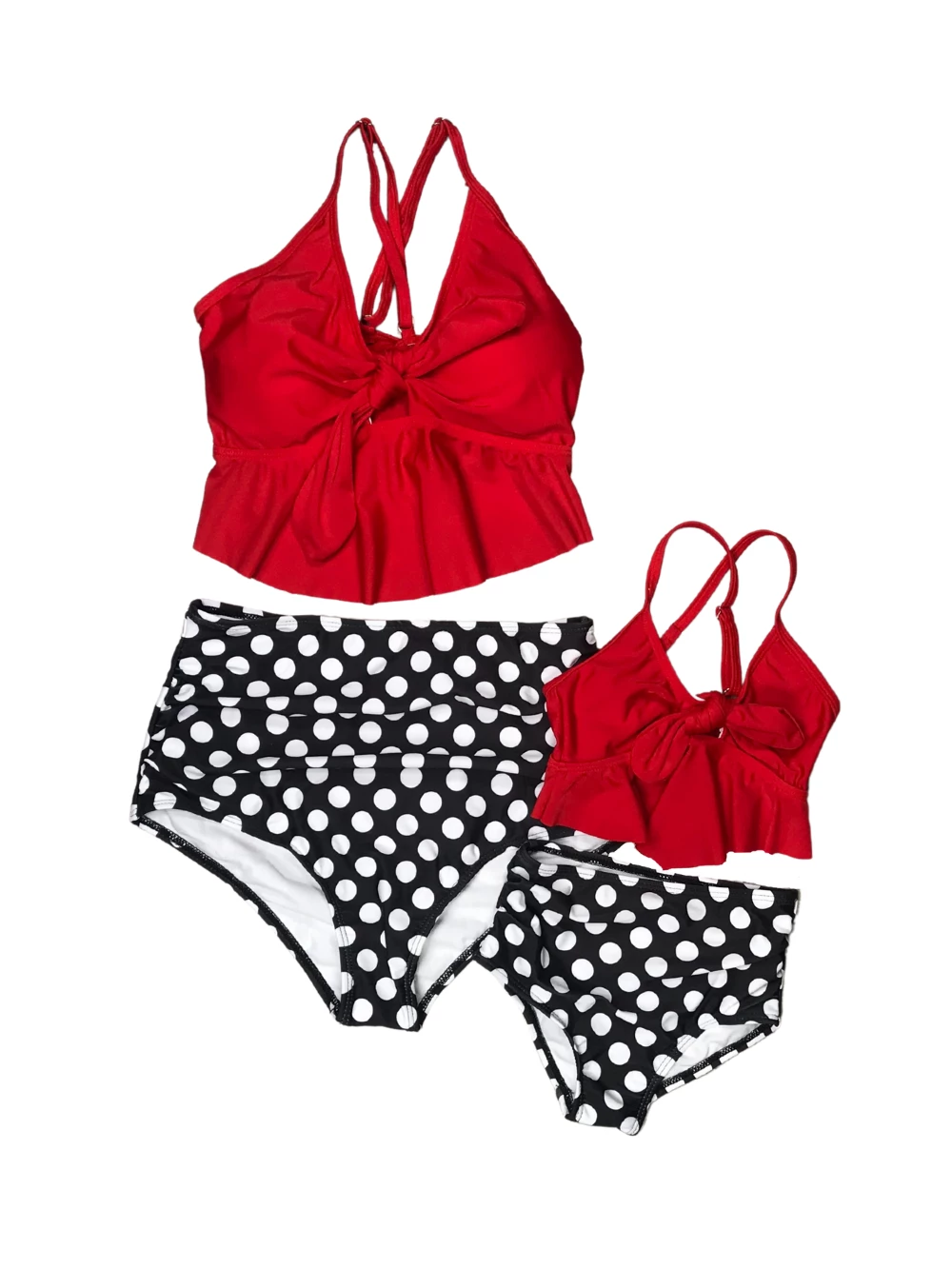 Sydney So Sweet Mommy And Me Swimsuit - Retro Red Polka Dot High Waisted Tankini Bikini 2 Sydney So Sweet Mommy And Me Swimsuit - Retro Red Polka Dot High Waisted Tankini Bikini