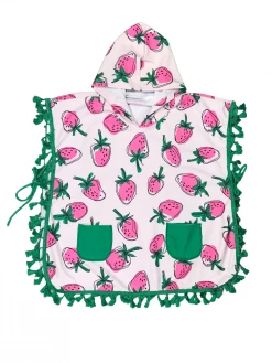 Sydney So Sweet Fresh Pink Strawberry Fringe Girls Hooded Swim Coverup On Wednesday, We Wear Pink
