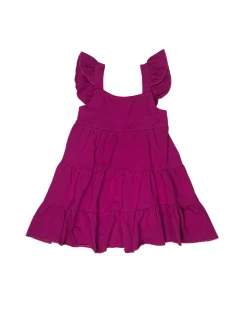 Sydney So Sweet Magenta Flutter Sleeve Ruffle Girls Dress