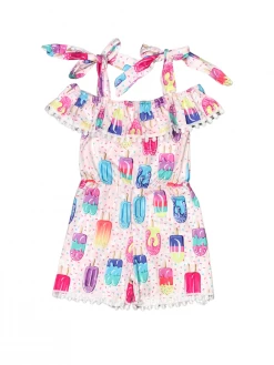 Sydney So Sweet Anything Is Popsicle Treats Pink Pom Pom Girls Shorts Romper Rompers & Jumpsuits