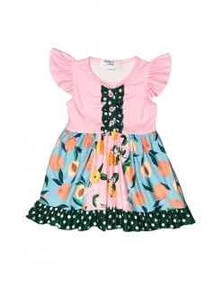 Sydney So Sweet New Arrivals Sweet As A Peach Pink Polka Dot Ruffle Girls Dress