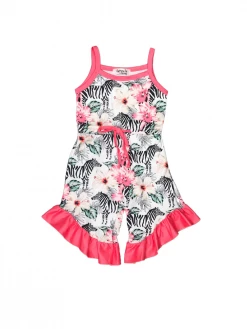 Sydney So Sweet Be Unique Zebra Pink Floral Ruffle Girls Romper Rompers & Jumpsuits
