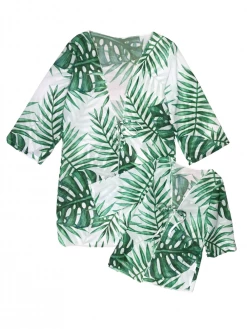 Sydney So Sweet Mommy & Me & Family Swim Mommy And Me - Palm Leaves Matching Swim Kimono Coverups