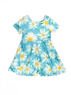 Sydney So Sweet New Arrivals You Are My Sunshine Daisy Blue Watercolor Girls Skater Dress