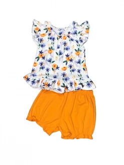 Sydney So Sweet Shorts & Capri Outfits Bloom Baby Bloom Blue & Yellow Floral Ruffle Girls Shorts Outfit