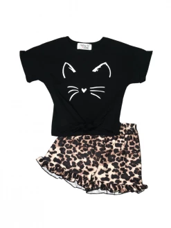 Sydney So Sweet Crazy Cat Lady Ruffle Cheetah Girls Lounge Shorts Outfit New Arrivals