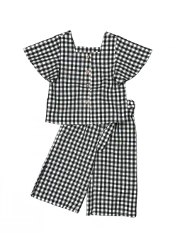 Sydney So Sweet 2 Piece Pants Outfits Black & White Gingham Wide Leg Girls Boutique Outfit