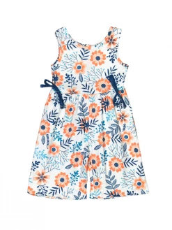 Sydney So Sweet Flower Power Blue & Orange Girls Jumpsuit