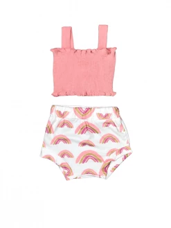 Sydney So Sweet Peachy Pink Rainbow Smocked Baby Girls Outfit New Arrivals
