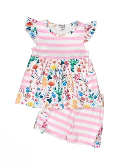 Sydney So Sweet Floral Ivy Colorful Stripe Girls Shorts Outfit