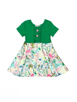 Sydney So Sweet Rockin' & Roarin' Green & Pink Dinosaur Ruffle Girls Dress Dresses & Skirt Sets