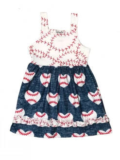 Sydney So Sweet Home Run Honey Baseball Heart Girls Tank Dress New Arrivals