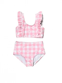 Sydney So Sweet Pink & White Daisy Gingham High Waisted Ruffle Girls Swimsuit Bikini Best Sellers 17 Sydney So Sweet Pink & White Daisy Gingham High Waisted Ruffle Girls Swimsuit Bikini Best Sellers