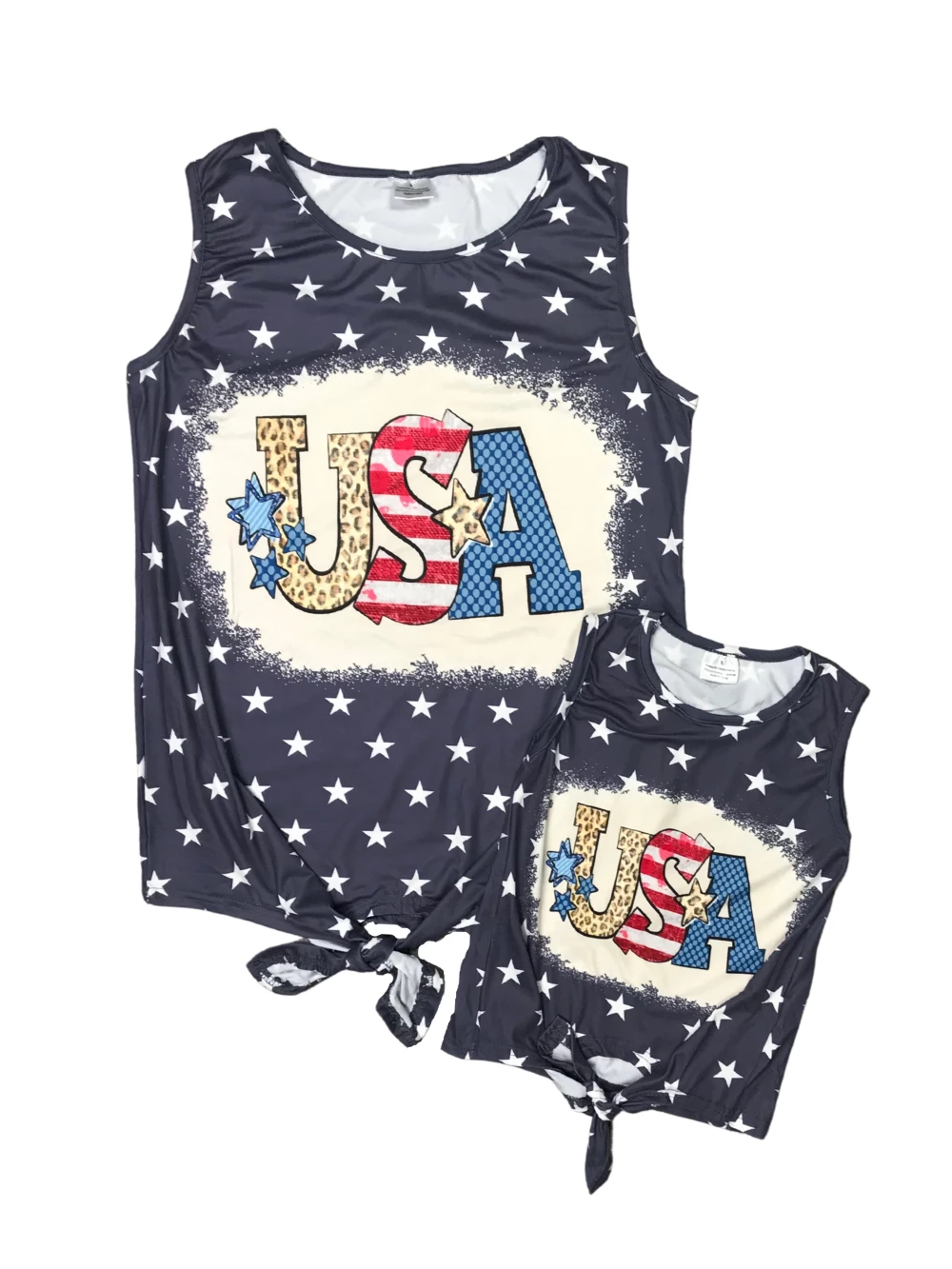 Sydney So Sweet New Arrivals Mommy And Me - USA Navy Star Tie Matching Patriotic Tank Tops 2 Sydney So Sweet New Arrivals Mommy And Me - USA Navy Star Tie Matching Patriotic Tank Tops
