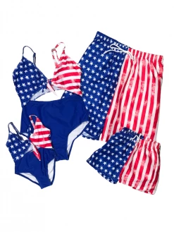 Sydney So Sweet Mommy & Me & Family Swim Matching Family Swimsuits - USA Stars & Stripes 4th Of July