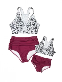 Sydney So Sweet Mommy And Me Swimsuit - Speckled Burgundy Cutout High Waisted Bikini Mommy & Me & Family Swim