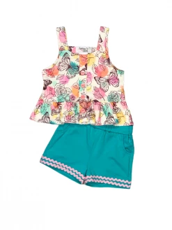 Sydney So Sweet Butterfly Blue Pastel Rainbow Peplum Tank Girls Shorts Outfit New Arrivals