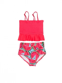 Sydney So Sweet Wonderful Watermelon Pink Smocked Girls Tankini Bikini Swimsuit