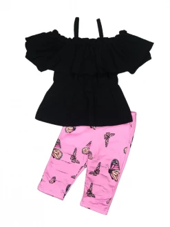 Sydney So Sweet Change Is Beautiful Butterfly Black & Pink Distressed Girls Biker Shorts Outfit