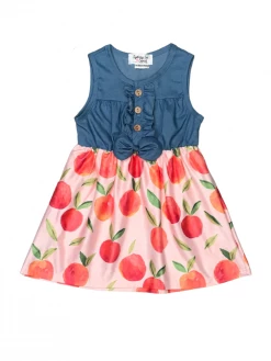 Sydney So Sweet Georgia Peach Ruffle Chambray Tank Girls Summer Dress