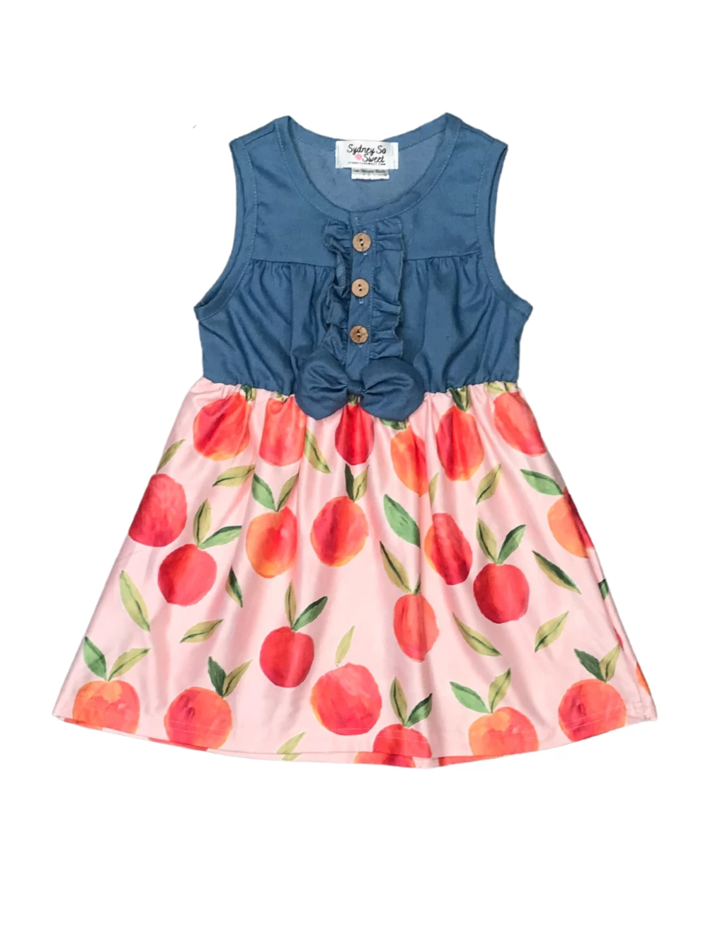 Sydney So Sweet Georgia Peach Ruffle Chambray Tank Girls Summer Dress 2 Sydney So Sweet Georgia Peach Ruffle Chambray Tank Girls Summer Dress