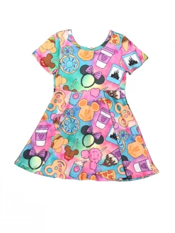 Sydney So Sweet Rainbow Pastel Park Snacks Vacation Girls Skater Dress
