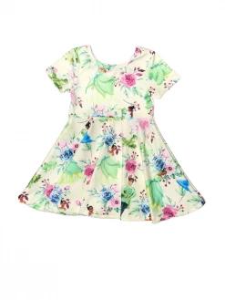 Sydney So Sweet Frog Princess Yellow Floral Girls Skater Dress