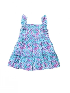 Sydney So Sweet Dresses & Skirt Sets Under The Sea Purple & Blue Mermaid Scale Ruffle Girls Dress
