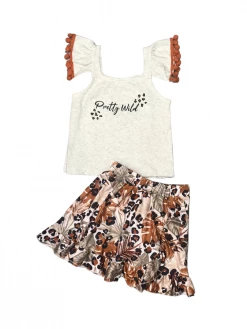 Sydney So Sweet Pretty Wild Tropical Animal Print Ruffle Girls Skirt Outfit New Arrivals