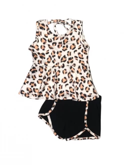 Sydney So Sweet Loving Leopard Brown & Black Peplum Tank Girls Shorts Outfit New Arrivals