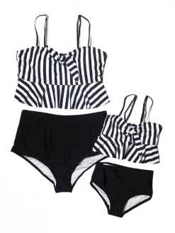 Sydney So Sweet Mommy & Me & Family Swim Mommy And Me Swim - Black & White Stripe Matching Tankini Swimsuit