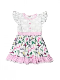 Sydney So Sweet Pink Pretty Little Butterfly Ruffle Girls Summer Dress