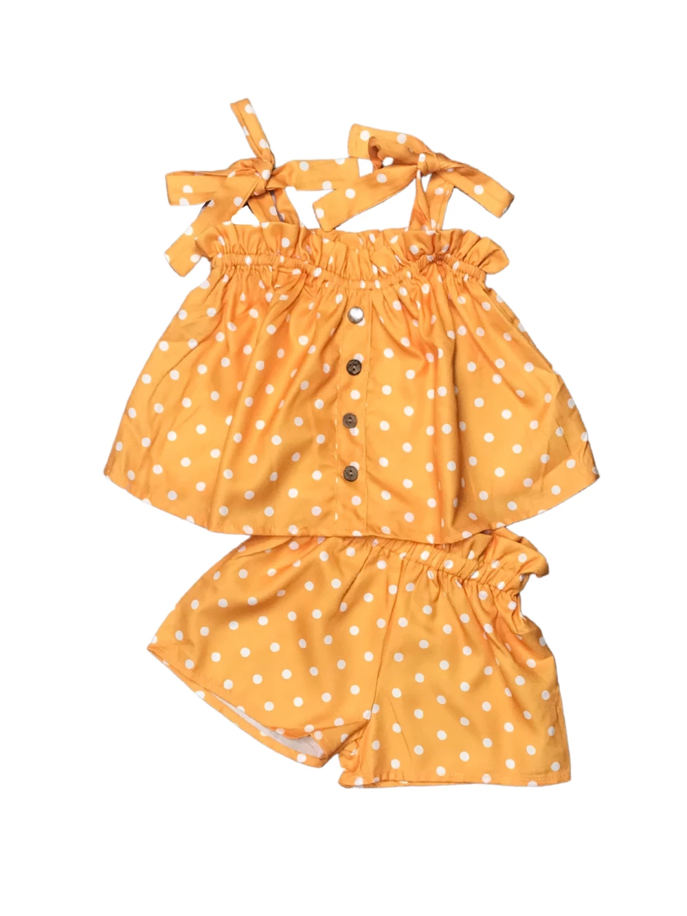 Sydney So Sweet Yellow Orange Polka Tie Strap Ruffle Girls Shorts Outfit New Arrivals 5 Sydney So Sweet Yellow Orange Polka Tie Strap Ruffle Girls Shorts Outfit New Arrivals
