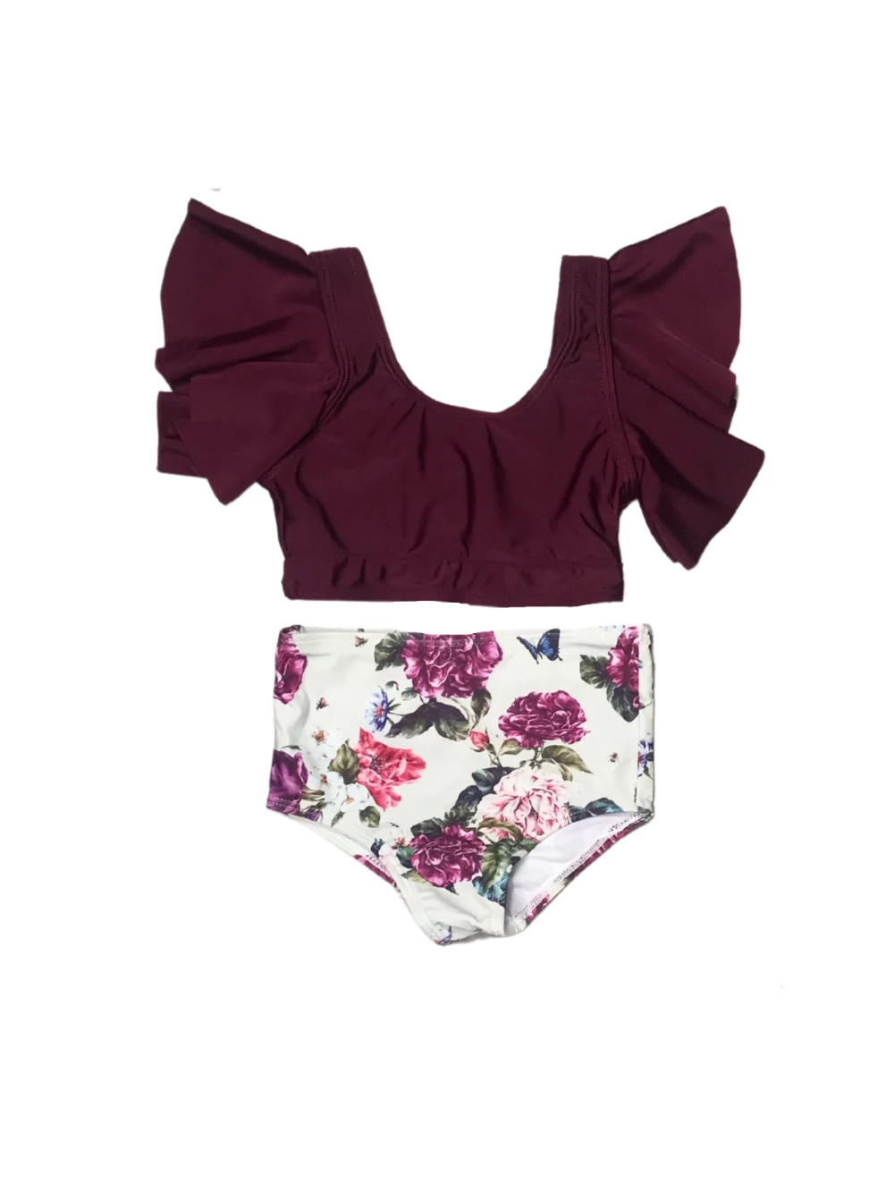 Sydney So Sweet Every Rose Has Its Thorn Burgundy Ruffle Girls Swimsuit Bikini 2 Sydney So Sweet Every Rose Has Its Thorn Burgundy Ruffle Girls Swimsuit Bikini