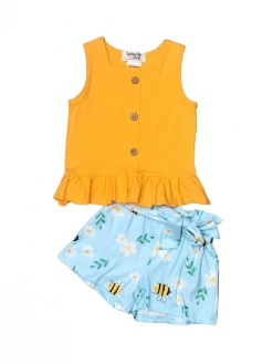 Sydney So Sweet Sweet As Can Bee Daisy Yellow Ruffle Girls Shorts Outfit New Arrivals