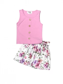 Sydney So Sweet New Arrivals Hey There Dahlia Pink & Purple Floral Girls Shorts Outfit