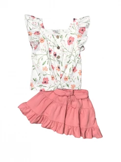 Sydney So Sweet New Arrivals Wildflower Field Blush Pink Ruffle Girls Skirt Outfit
