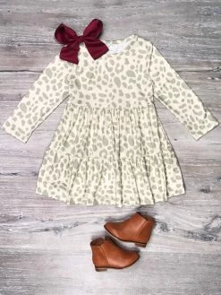 Sydney So Sweet Classy Sassy Cheetah Cream Ruffle Girls Dress