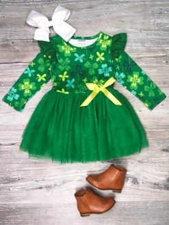 Sydney So Sweet Sassy Shamrocks Tulle Ruffle Girls St. Patrick's Day Tutu Dress Dresses & Skirt Sets