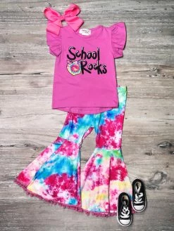 Sydney So Sweet School Rocks Rainbow Tie Dye Bell Bottom Girls Back To School Outfit New Arrivals