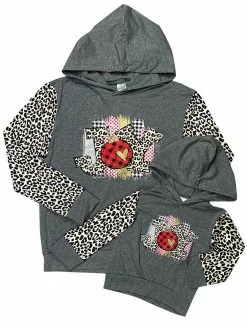 Sydney So Sweet Mom & Me Matching Mommy And Me - Season Of Joy Cheetah Gray Matching Hooded Sweatshirt