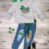 Sydney So Sweet Sham Rockin' Cheetah Green Denim Girls St. Patrick's Day Outfit