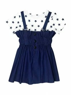 Sydney So Sweet Shining Star Navy Chambray Girls Dress Set