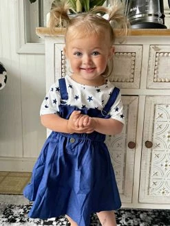 Sydney So Sweet Shining Star Navy Chambray Girls Dress Set