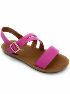 Sydney So Sweet Fuchsia Pink Double Back Strap Gold Buckle Girls Sandal