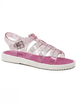 Sydney So Sweet Footwear Fuchsia Pink Glitter Ankle Strap Girls Jelly Sandals