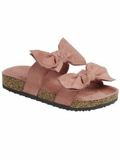 Sydney So Sweet Mauve Pink Suede Double Bow Strap Girls Sandals Footwear