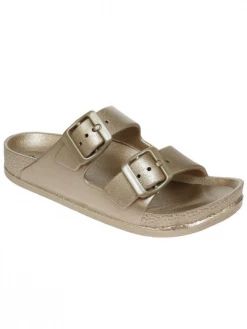 Sydney So Sweet Footwear Gold Metallic Double Buckle Girls Birkey Sandal
