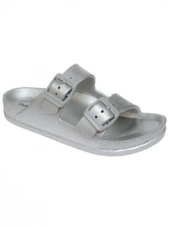 Sydney So Sweet Footwear Silver Metallic Double Buckle Girls Birkey Sandal